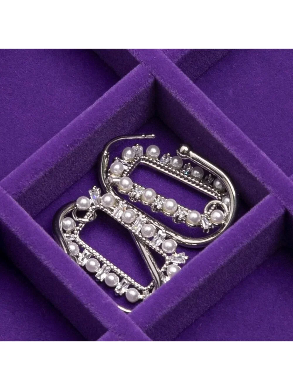 Acrylic Purple Jewelry Box5 Drawer Organizer 61 Grid Earring Bracelet Storage